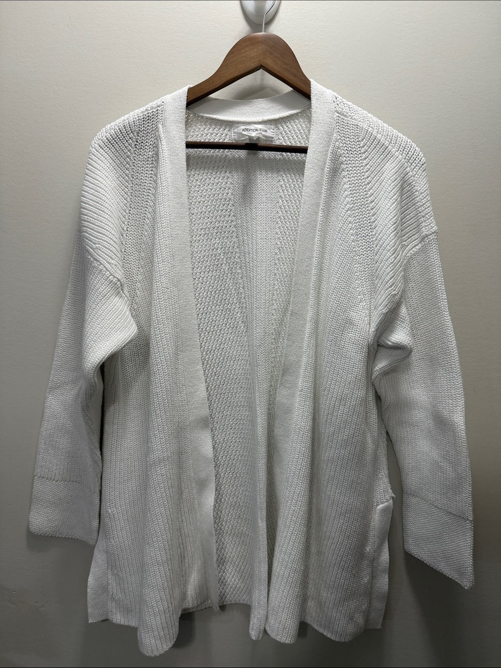 Adition Elle White Open-Front Textured Knit Cardigan Size 3XT 29x25